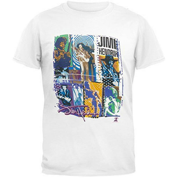 Jimmy Jimi Hendrix T-Shirt Top Logo Print Cotton White Fitted Cap Short Sleeve 